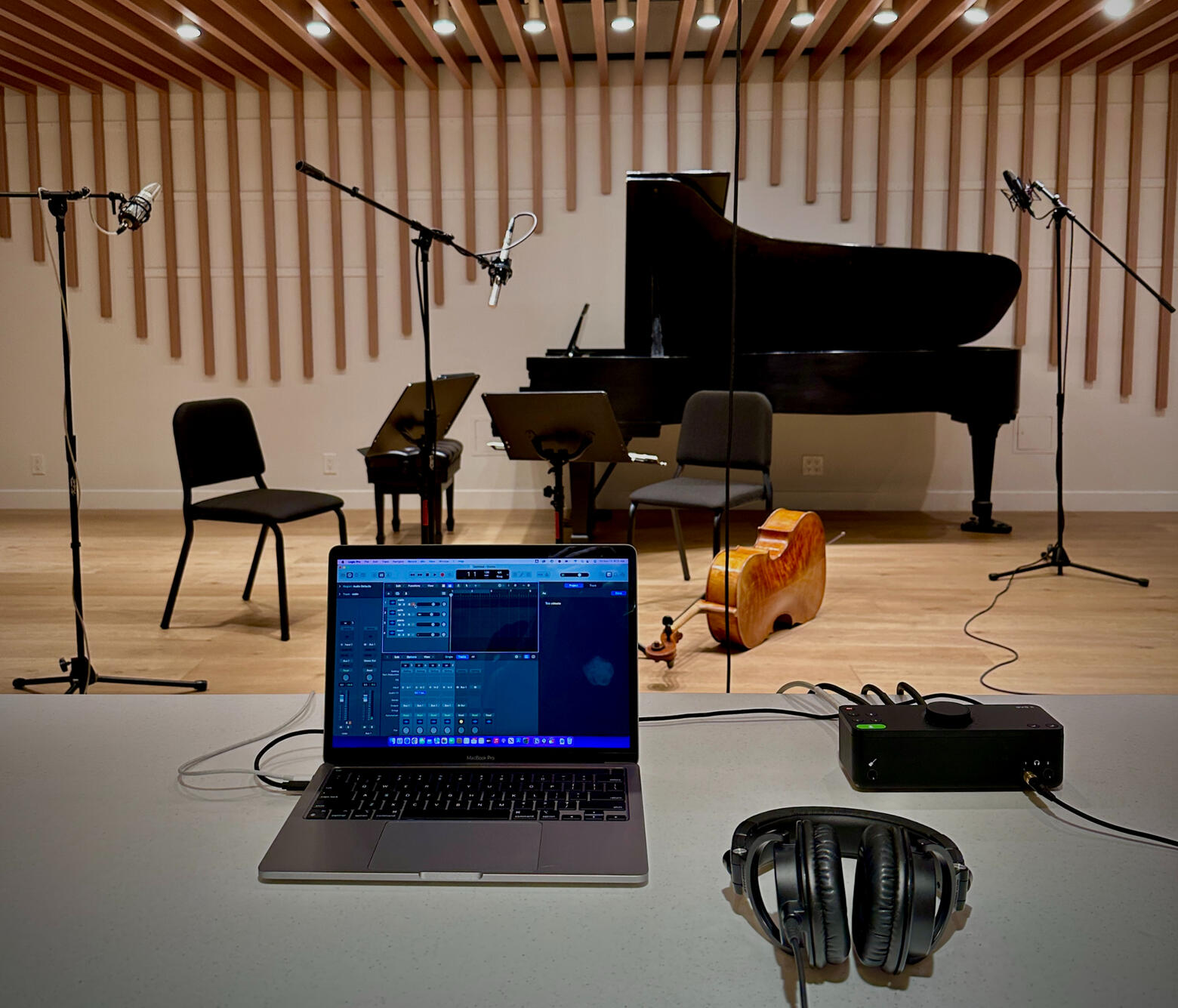 Recording studio set up for a classical session